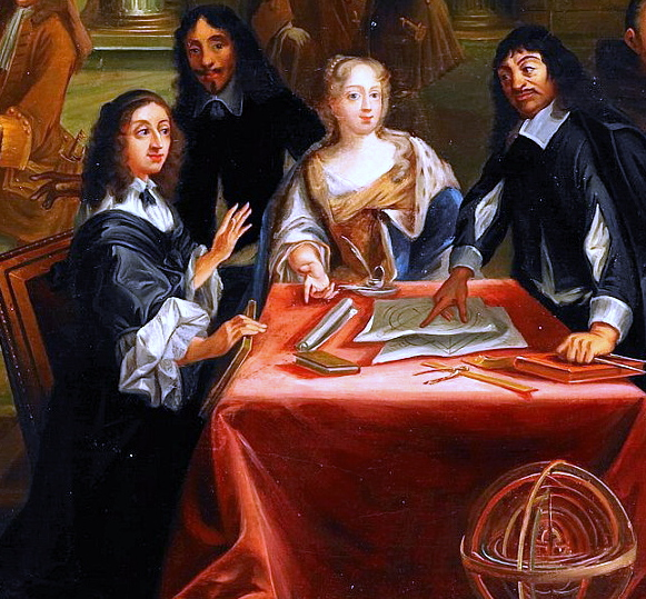 Queen Christina of Sweden (left) and René Descartes