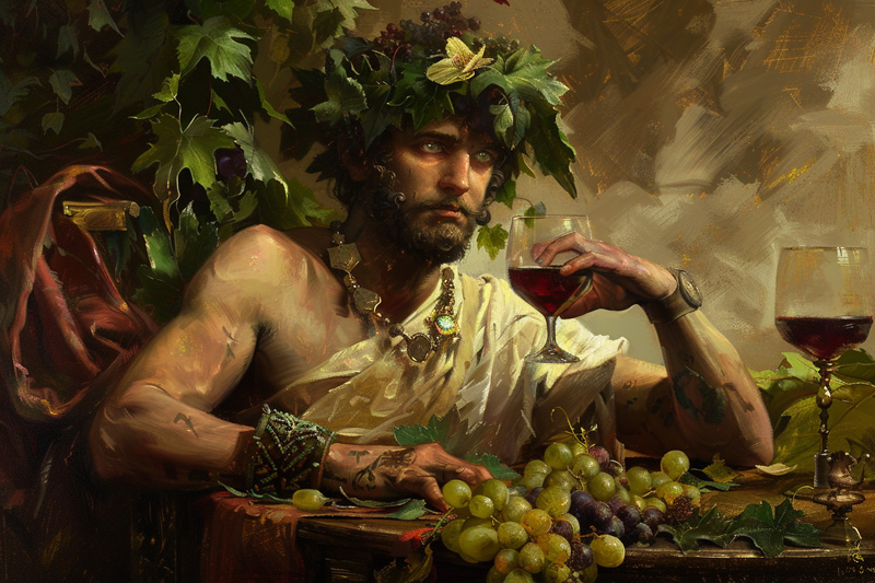 digital art of Dionysus, God of Wine and Festivity